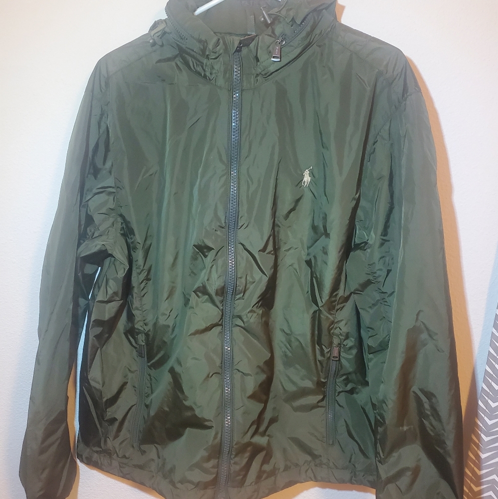 Polo ralph lauren nylon windbreaker green hooded